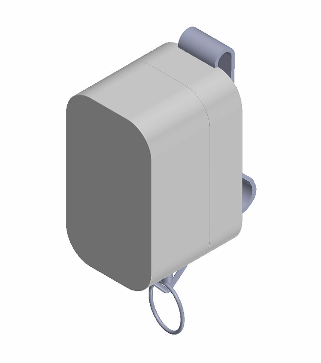 Badge reel housing assembled CAD render