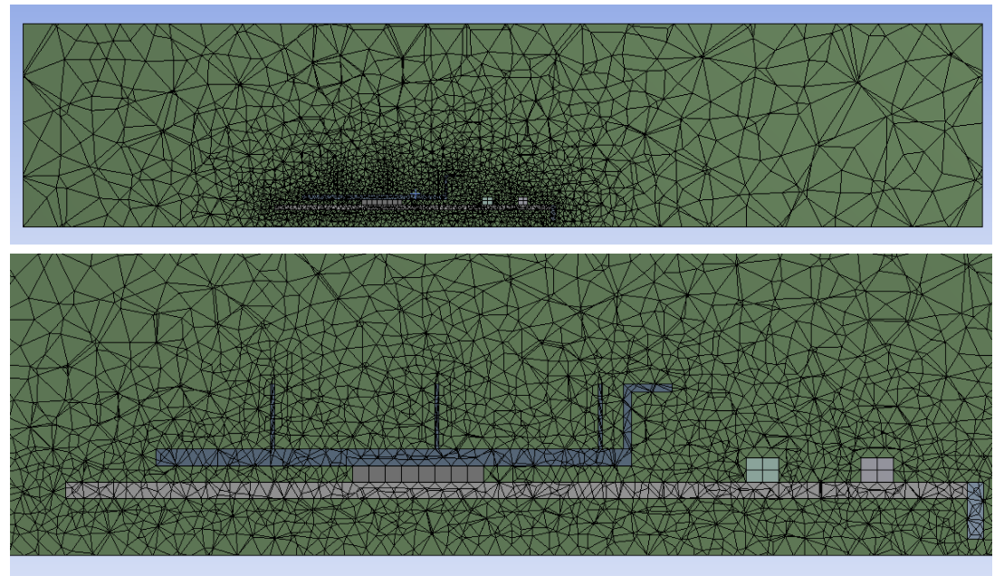 2D cross-section mesh showing element density variation across the domain