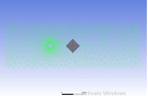 Monitor point location, 10m downstream from cylinder centre