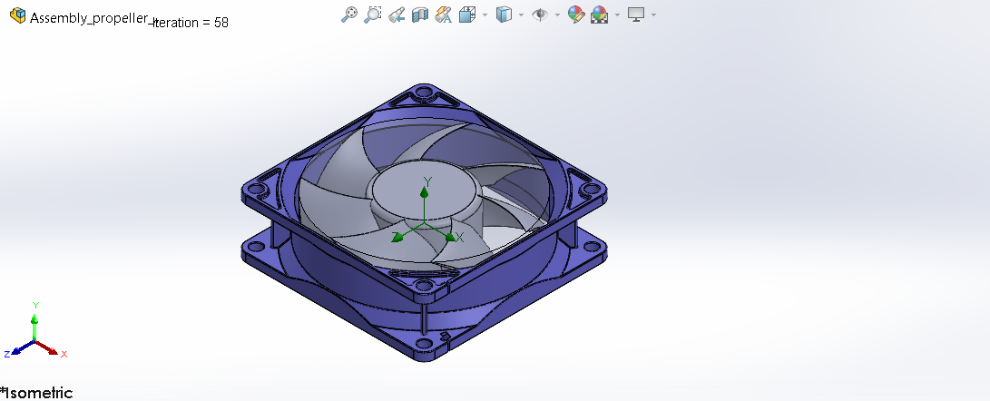 Full fan assembly, isometric view