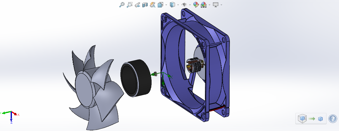Exploded view showing all fan components